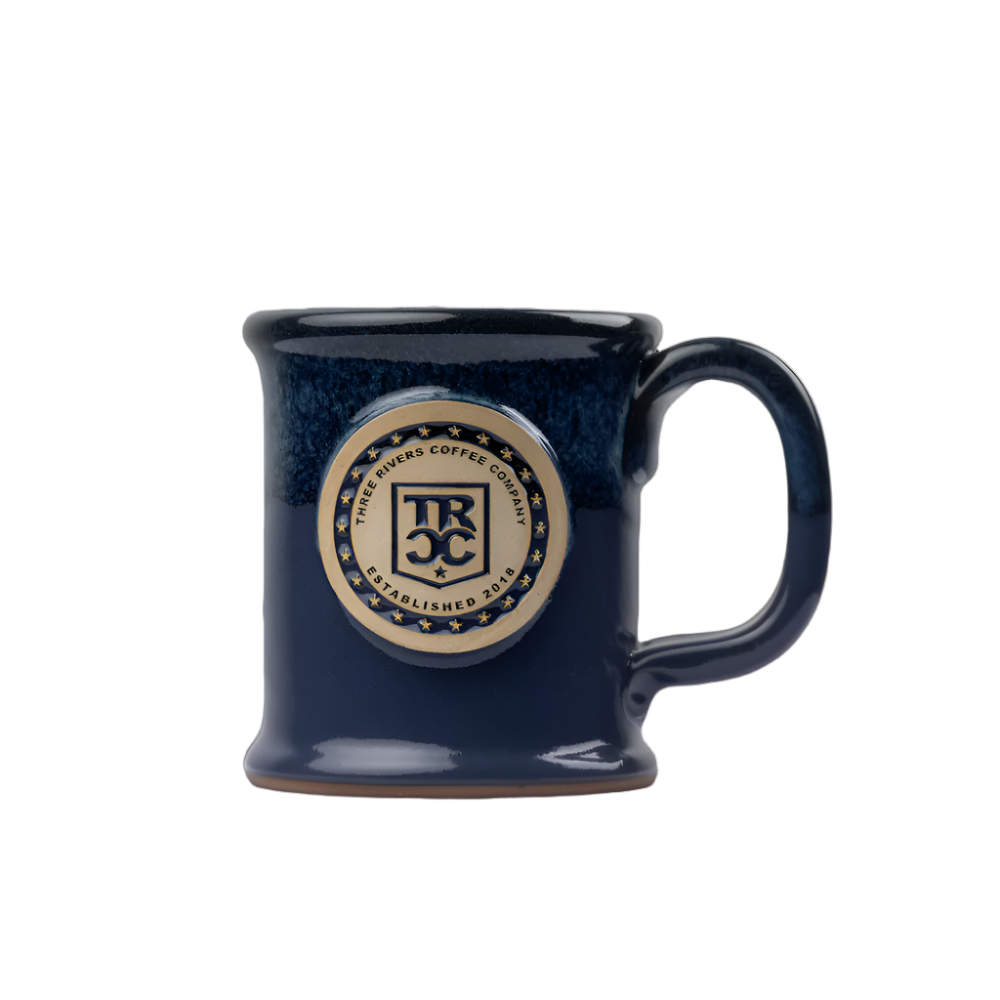 handmade blue 22 stars logo mug