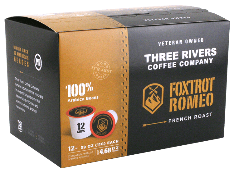 Three Rivers Coffee Company Foxtrot Romeo Coffee Pods 12 Pack Front